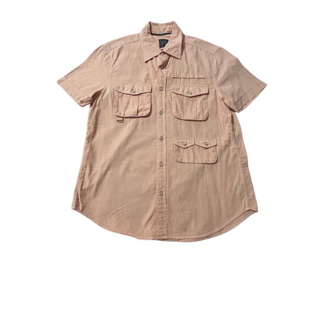 A/X Armani Exchange Shirt, Pearl-Snap , Short Sleeve, Cargo Pockets, Casual M